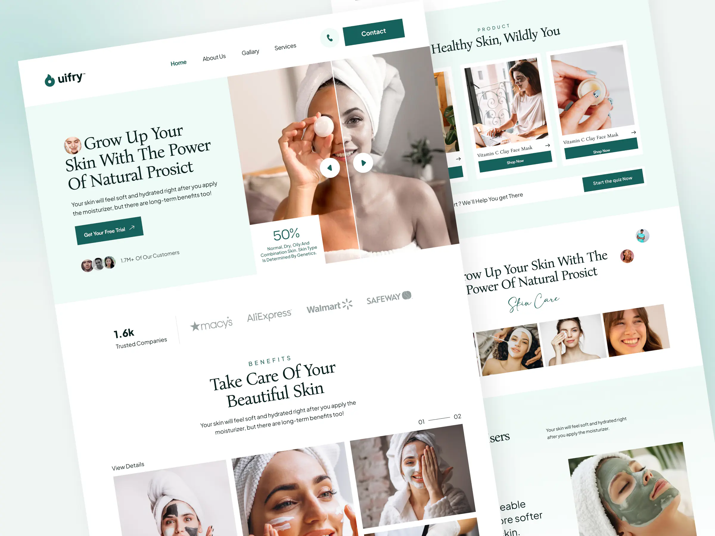 Skin care landing page