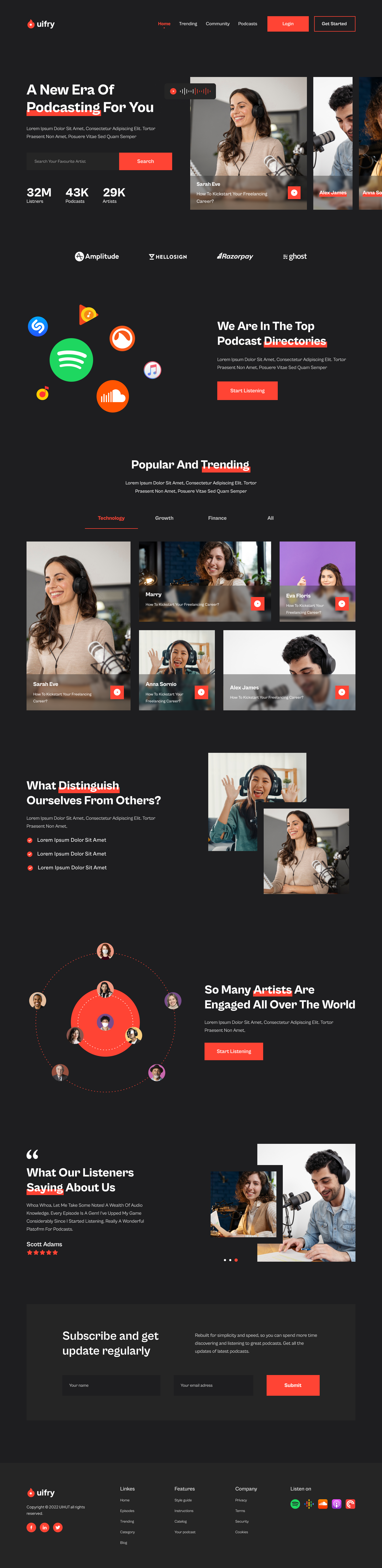 Podcast landing page