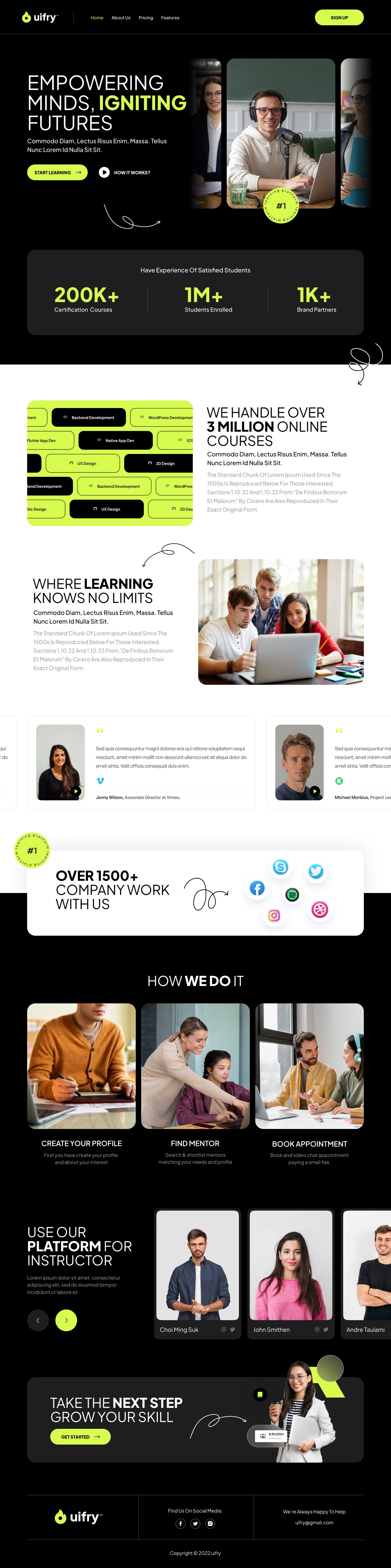 Educational landing page