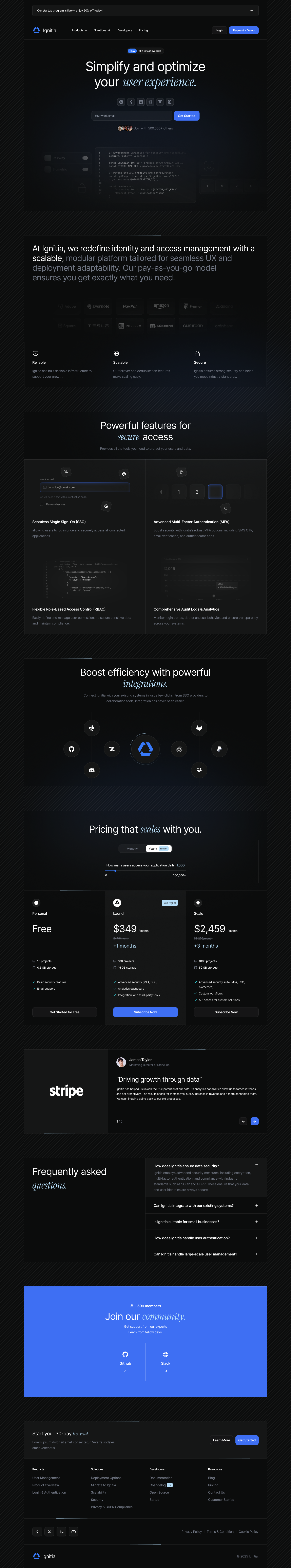 SaaS landing page