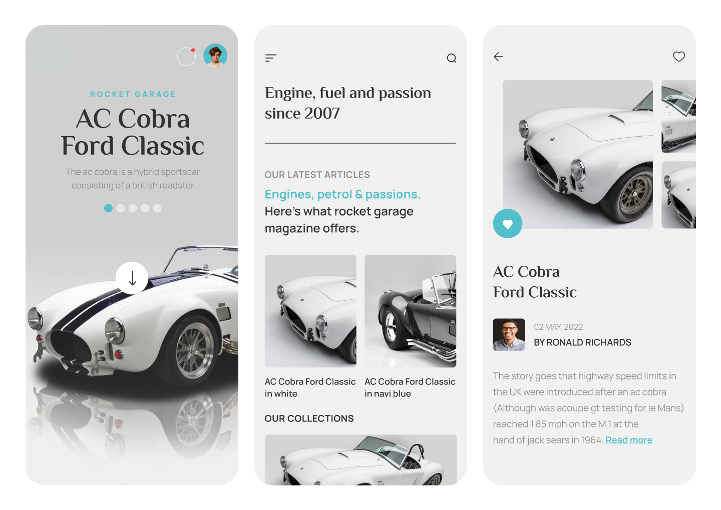 Classic Car Magazine App UI