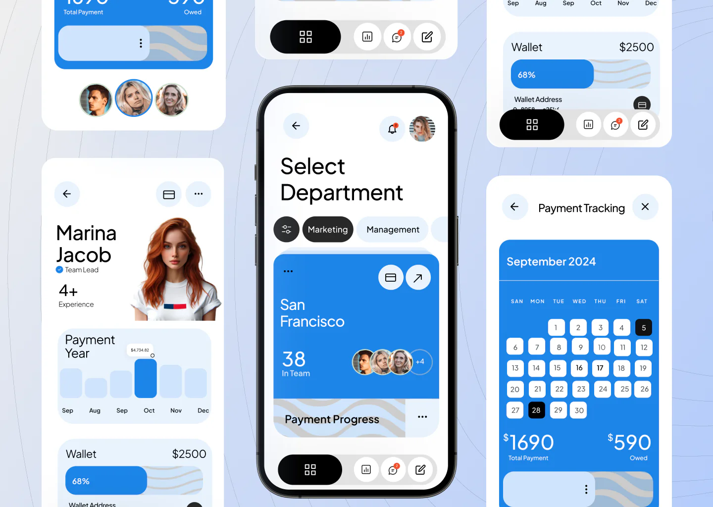 Modern Payroll & Team Management App UI