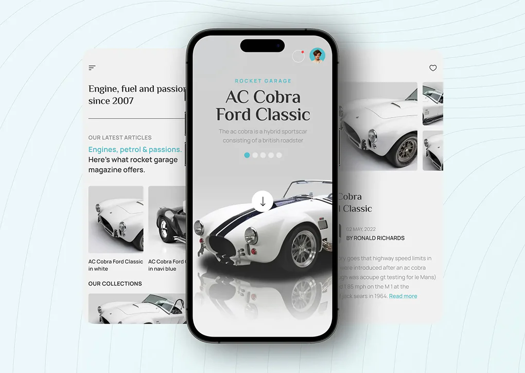 Classic Car Magazine App UI