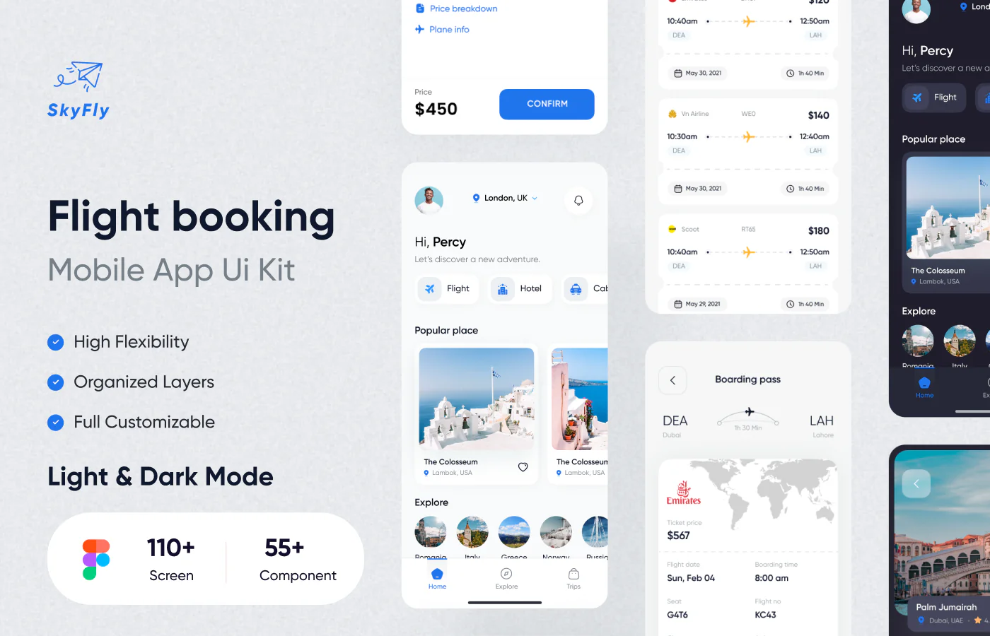 SkyFly Flight Booking UI Kit