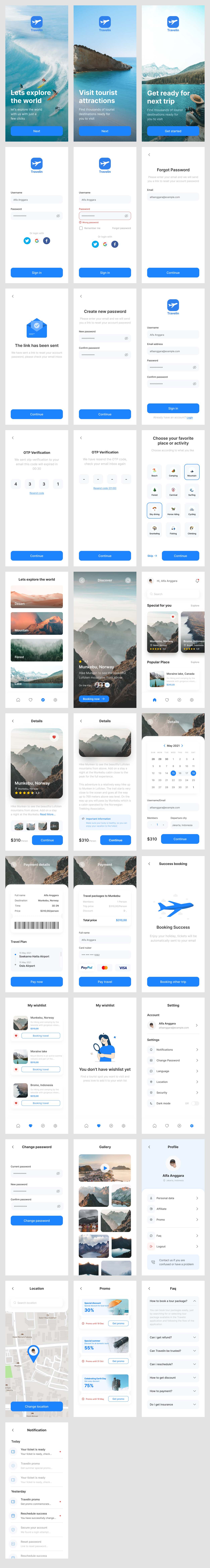Travel agency app uiux design