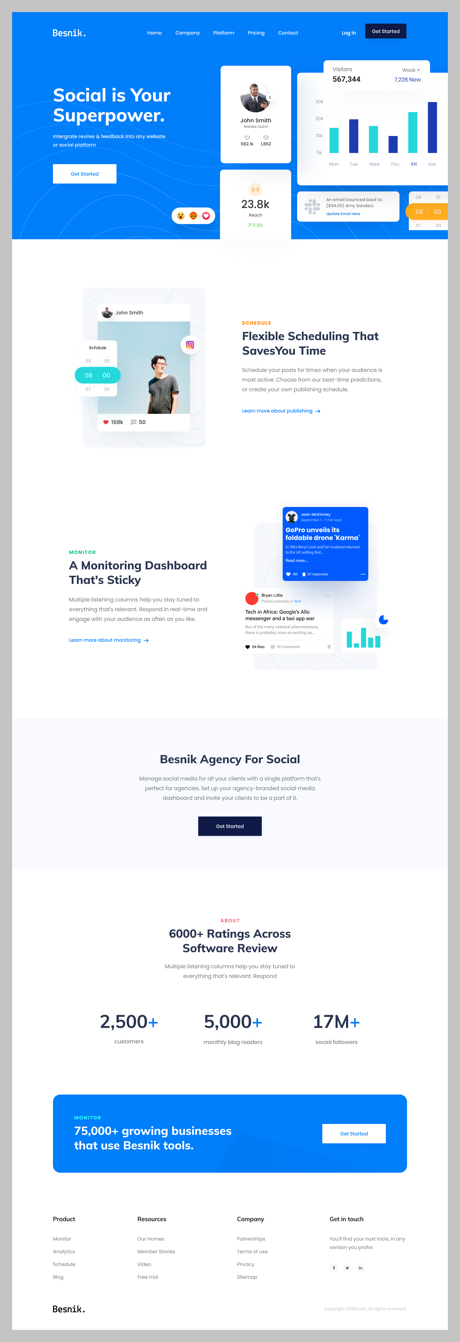 Social Media Management Landing Page Design