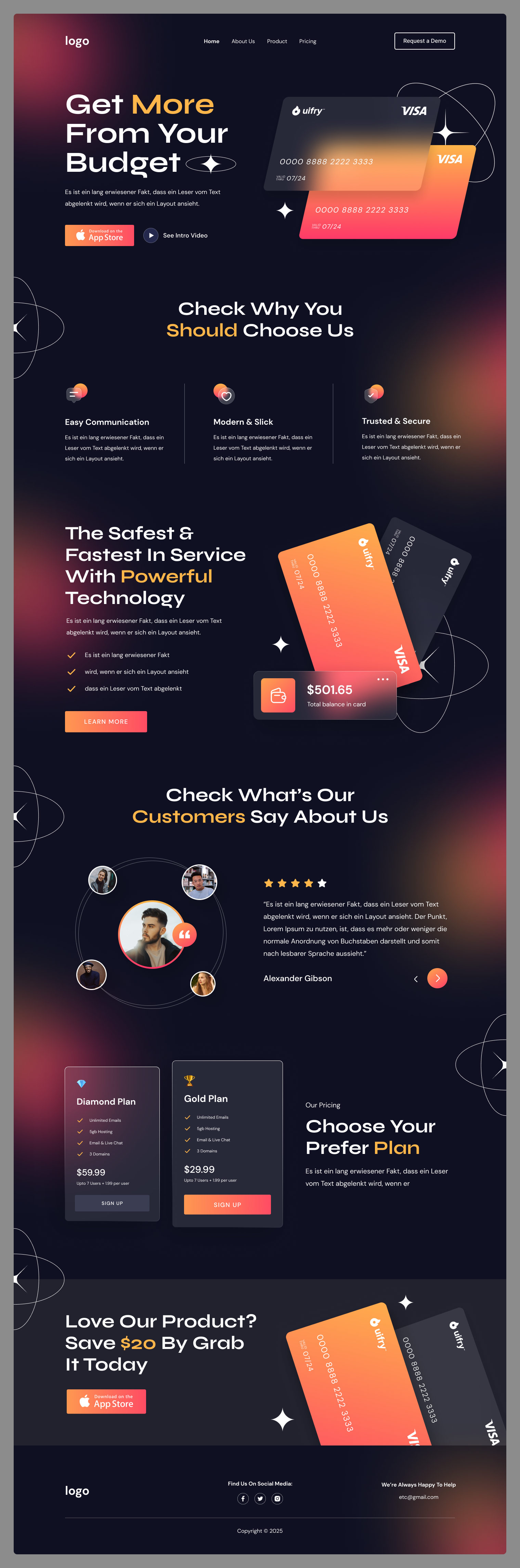 Modern Fintech Landing Page Design