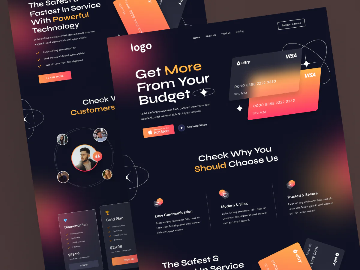 Modern Fintech Landing Page Design