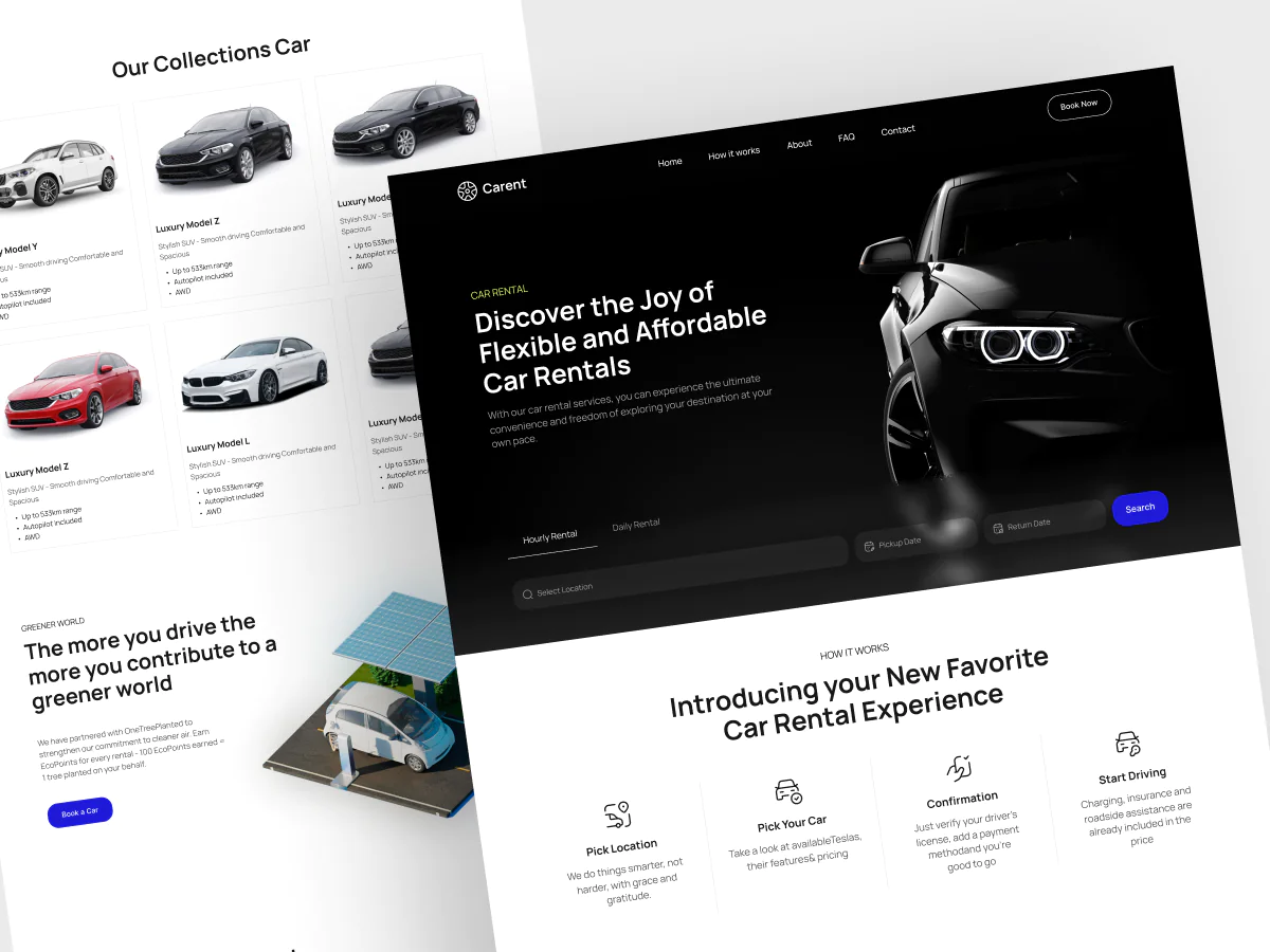 car rental website uiux