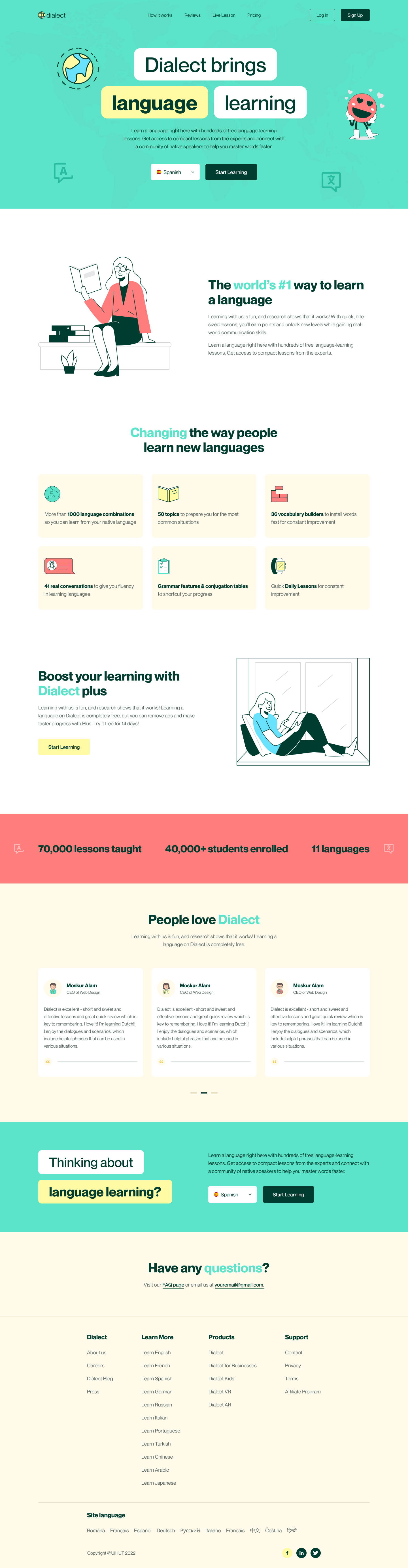 Language learning website
