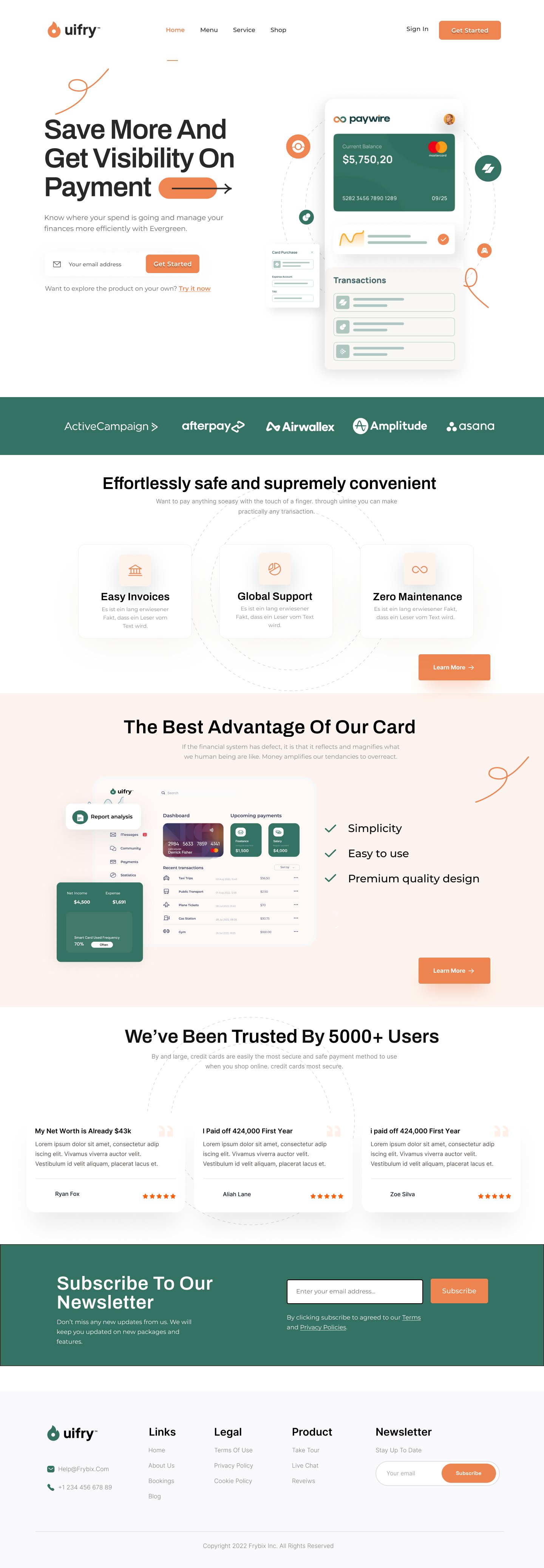 Payment landing page