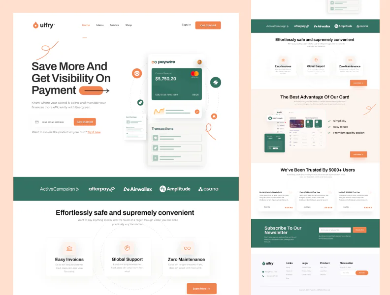 Payment landing page