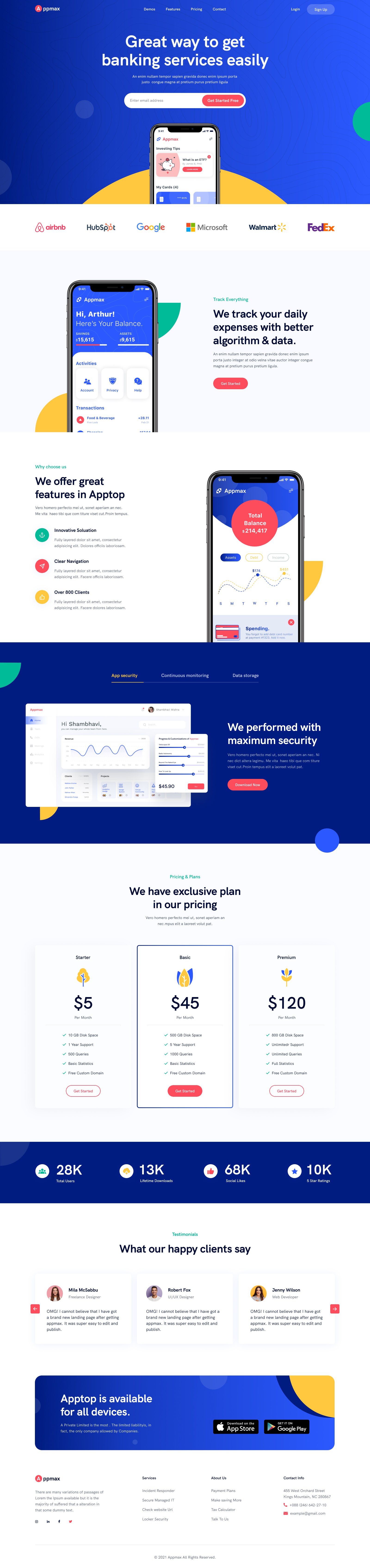 Banking app promo web
