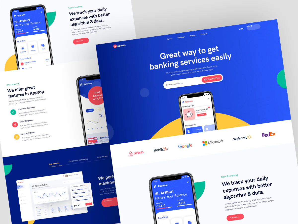 Banking app promo web