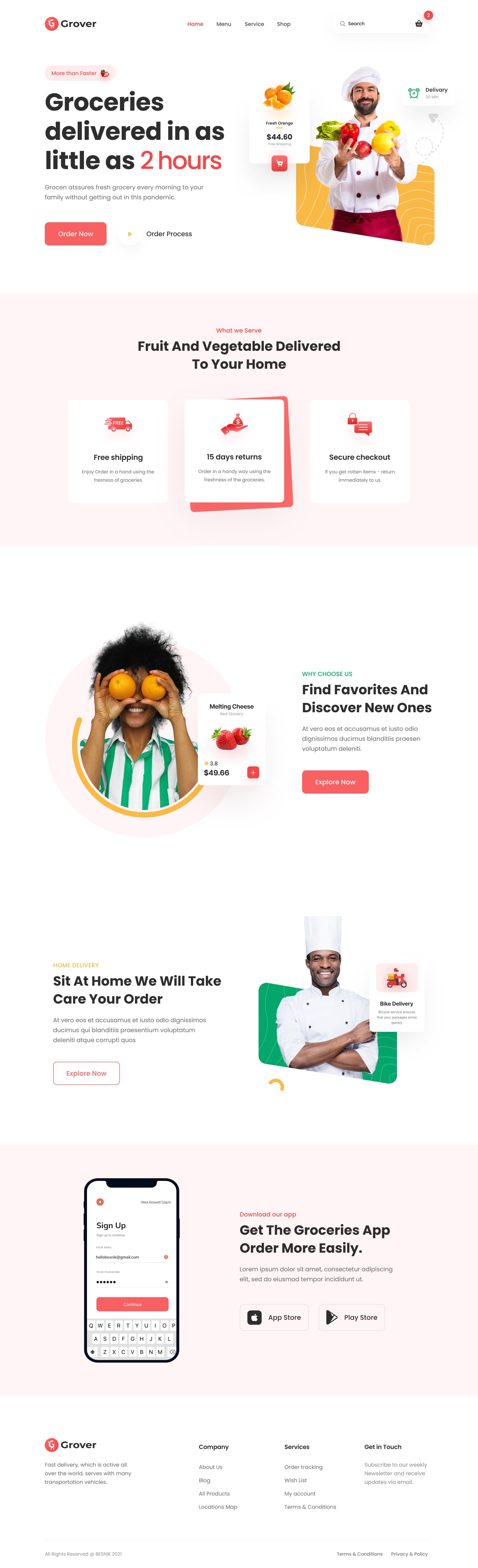 Grocery Food Delivery landing page