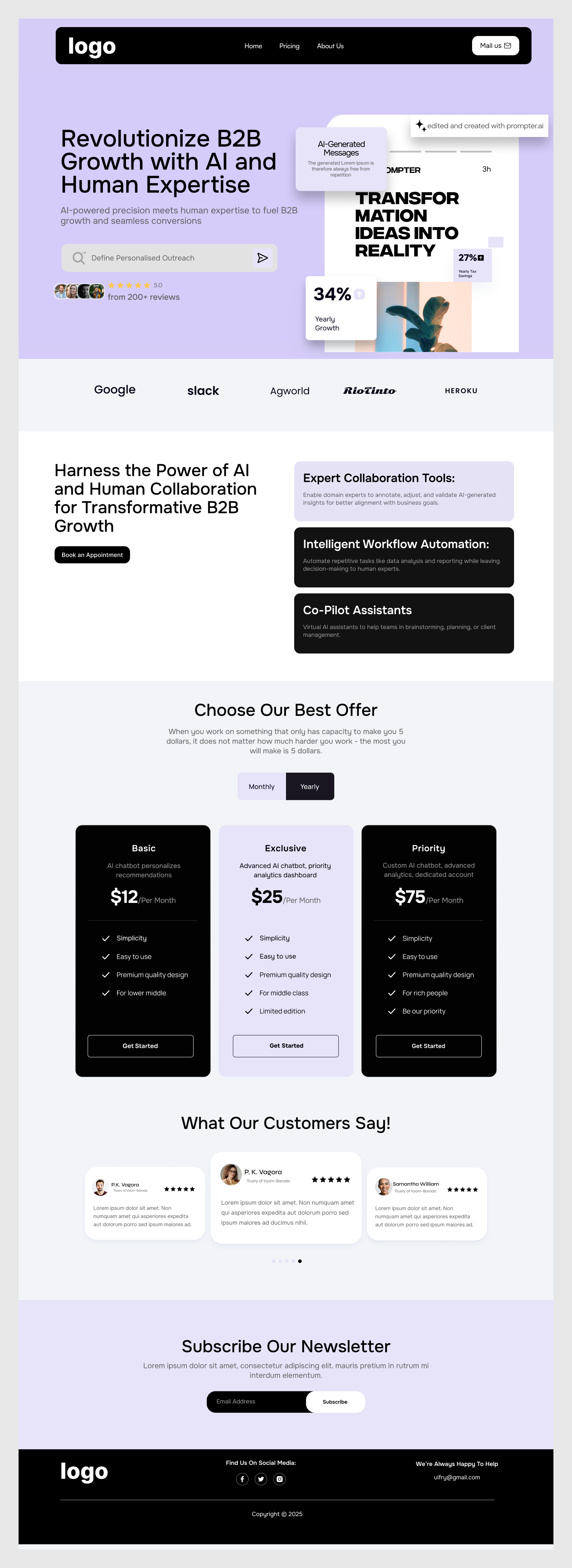 AI-Powered B2B Growth Landing Page Design