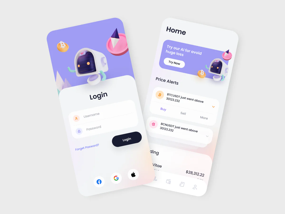 Robot crypto wallet app