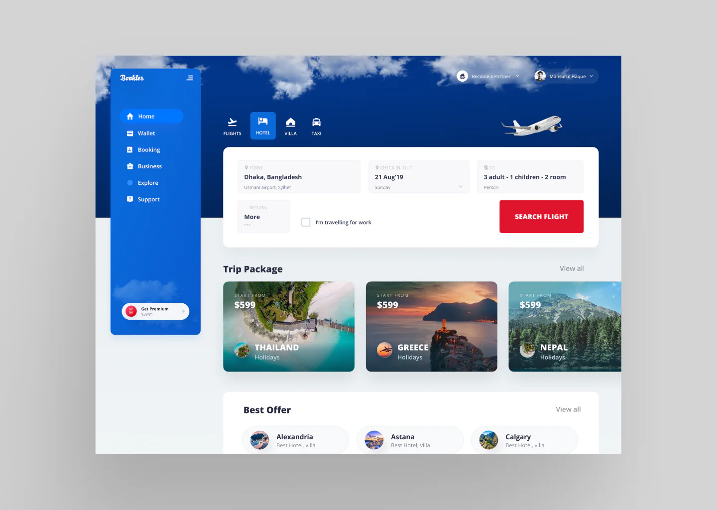 Travel Booking Dashboard  Design