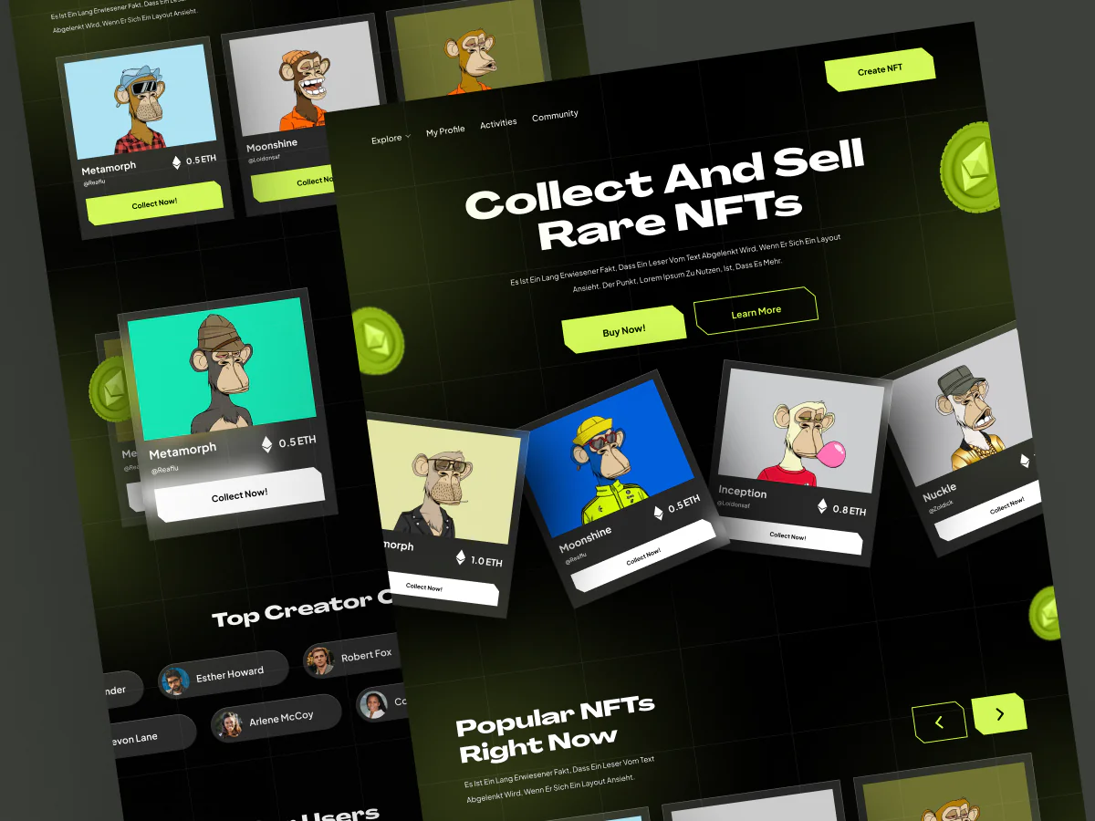 NFT Marketplace Landing Page UI Design