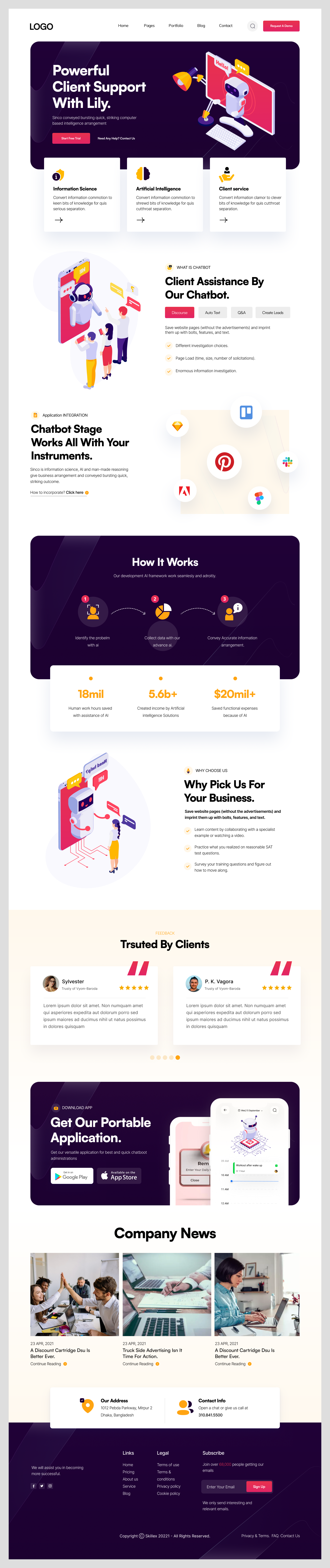AI Chatbot Client Support Landing Page