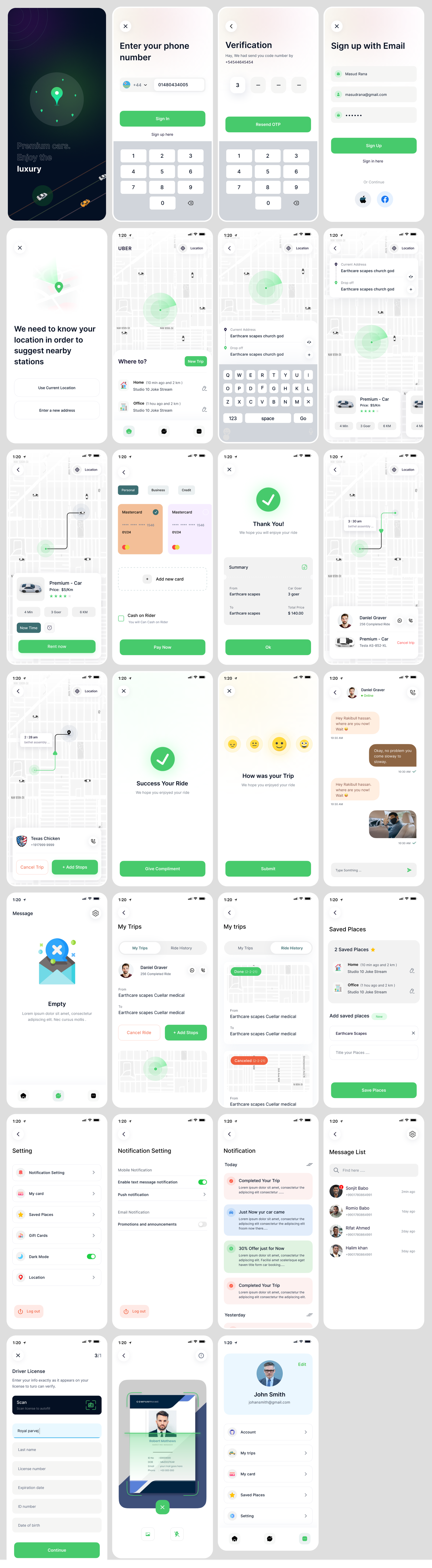 Ride-Hailing Mobile App UI Design