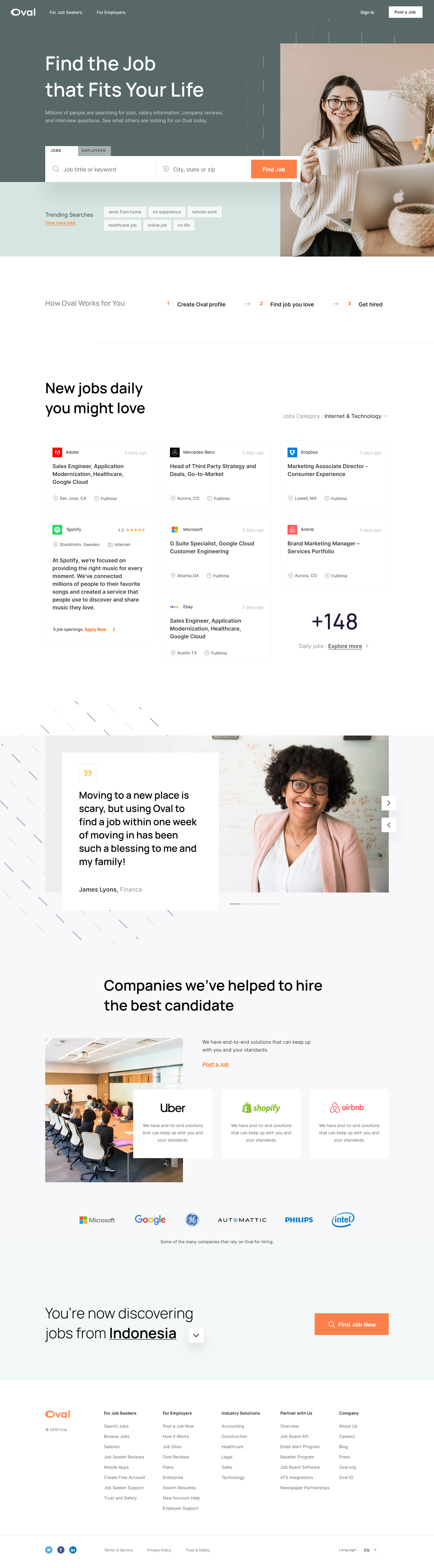 Oval - Job Finder Website Design