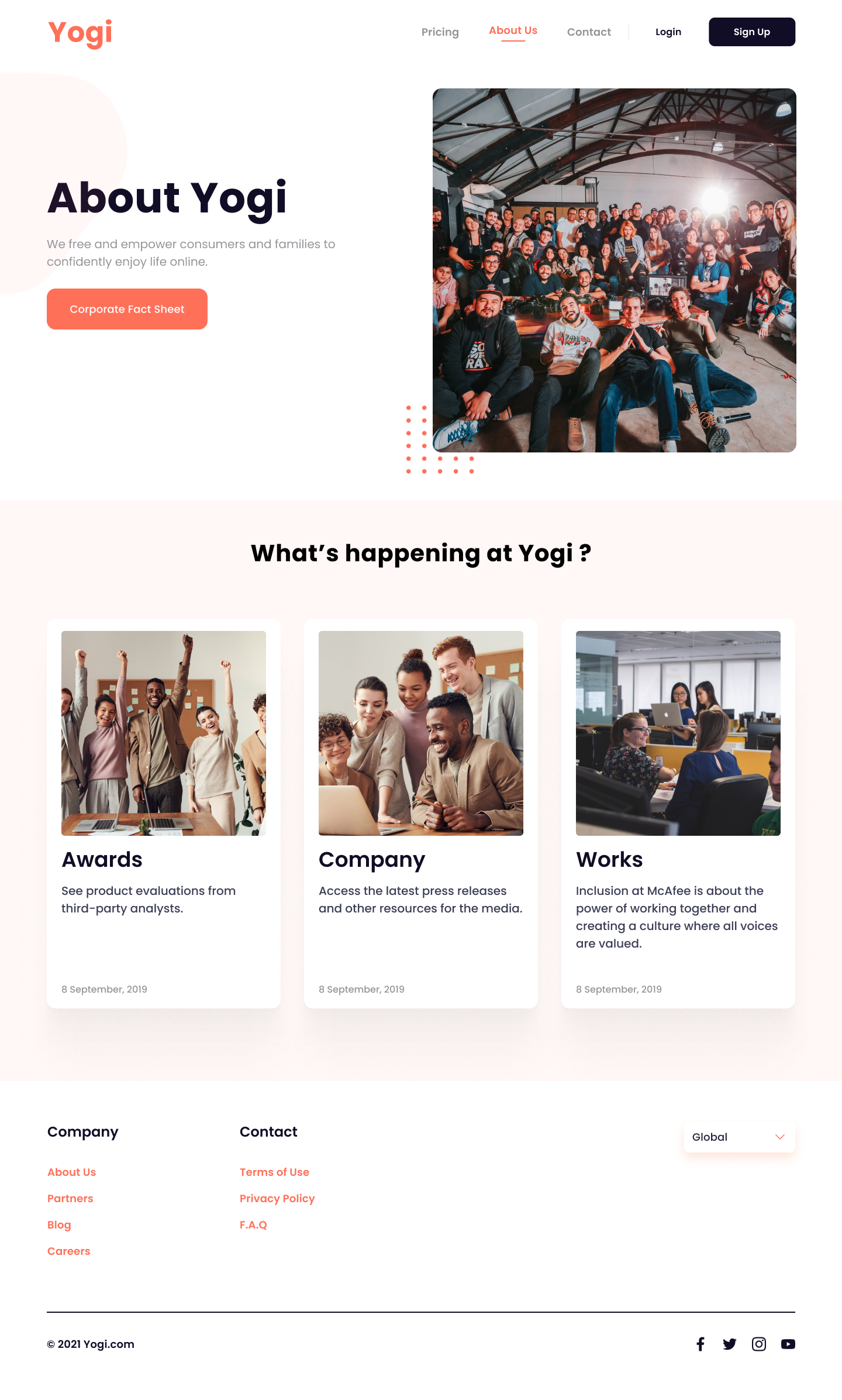 Yogi - A Premium Startup Website Design