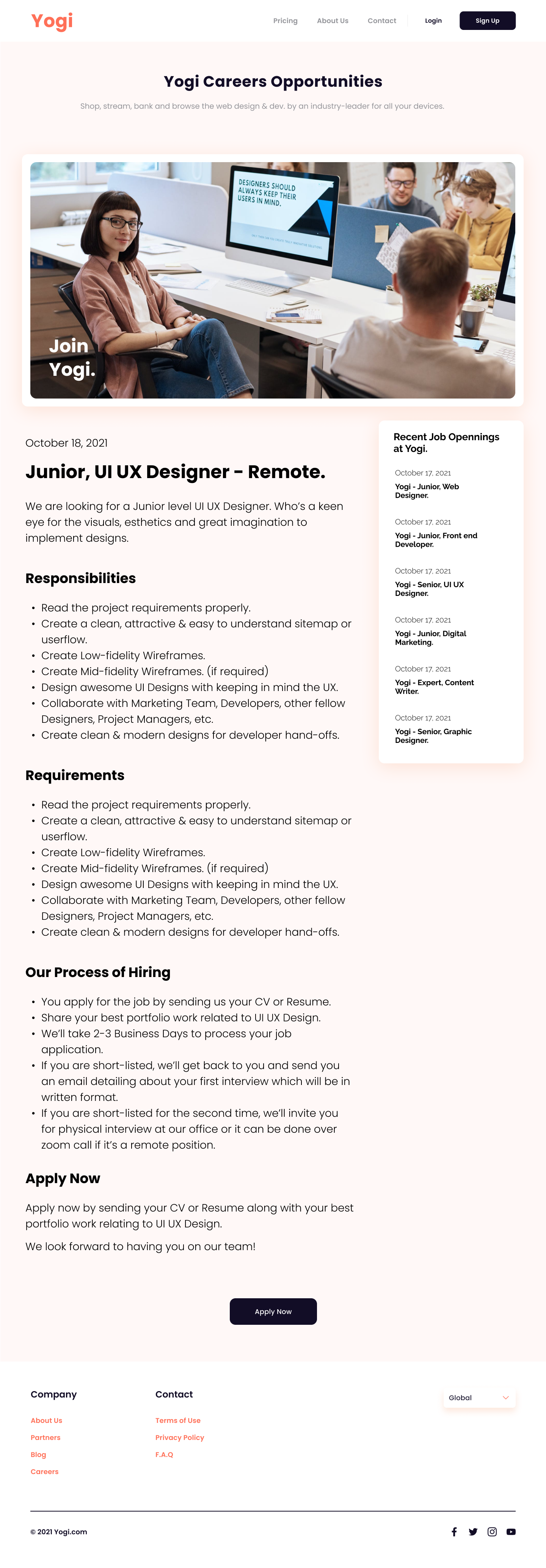 Yogi - A Premium Startup Website Design