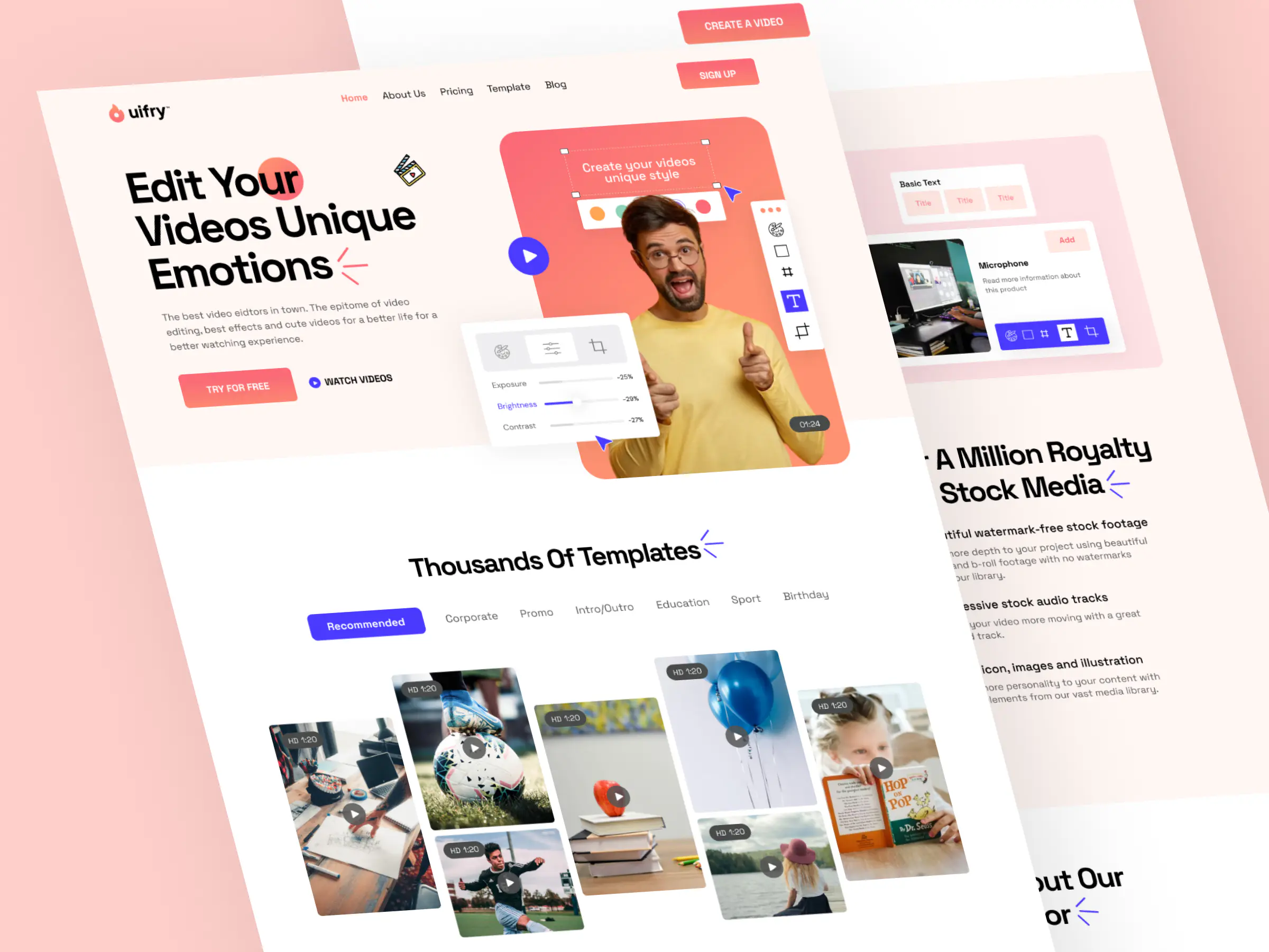 Video editor landing page