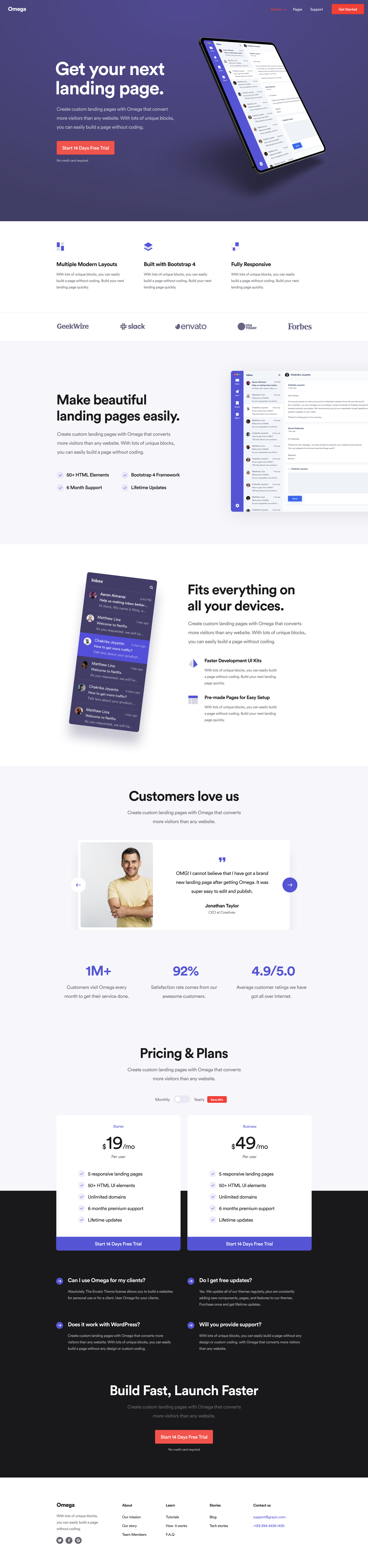 Omega Landing Page UI Kit: Elevate SaaS, Startup & Agency Designs