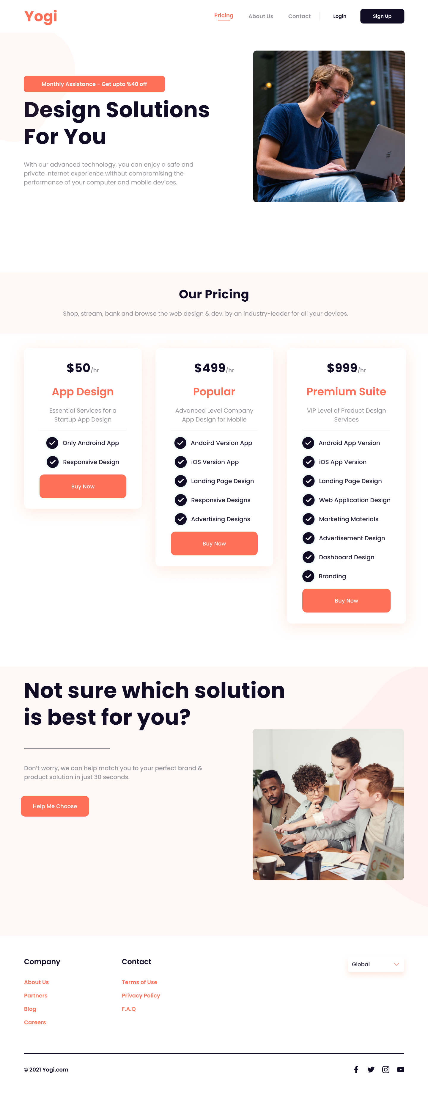 Yogi - A Premium Startup Website Design