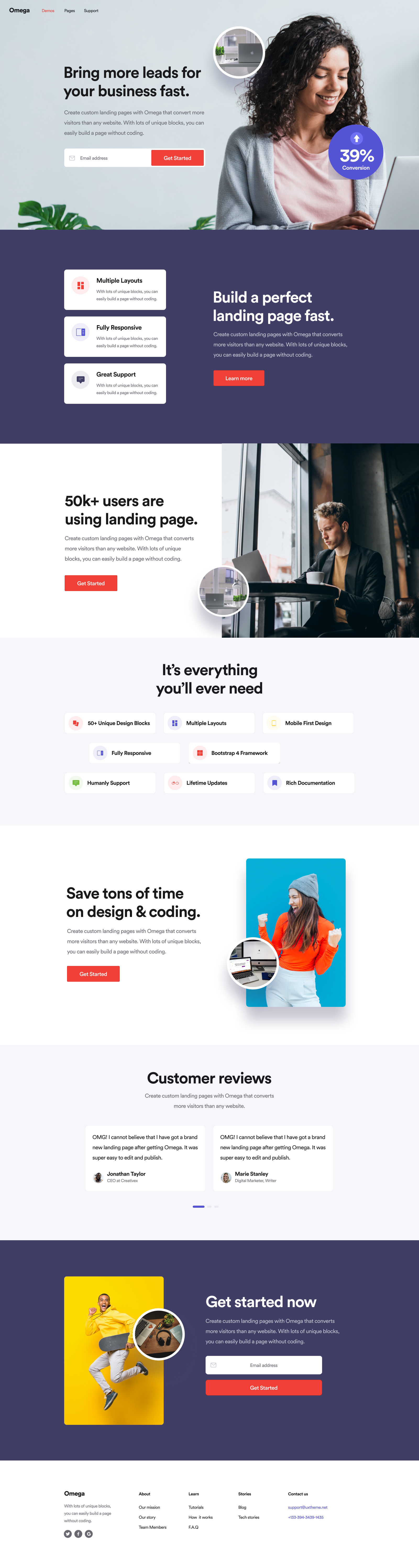 Omega Landing Page UI Kit: Elevate SaaS, Startup & Agency Designs