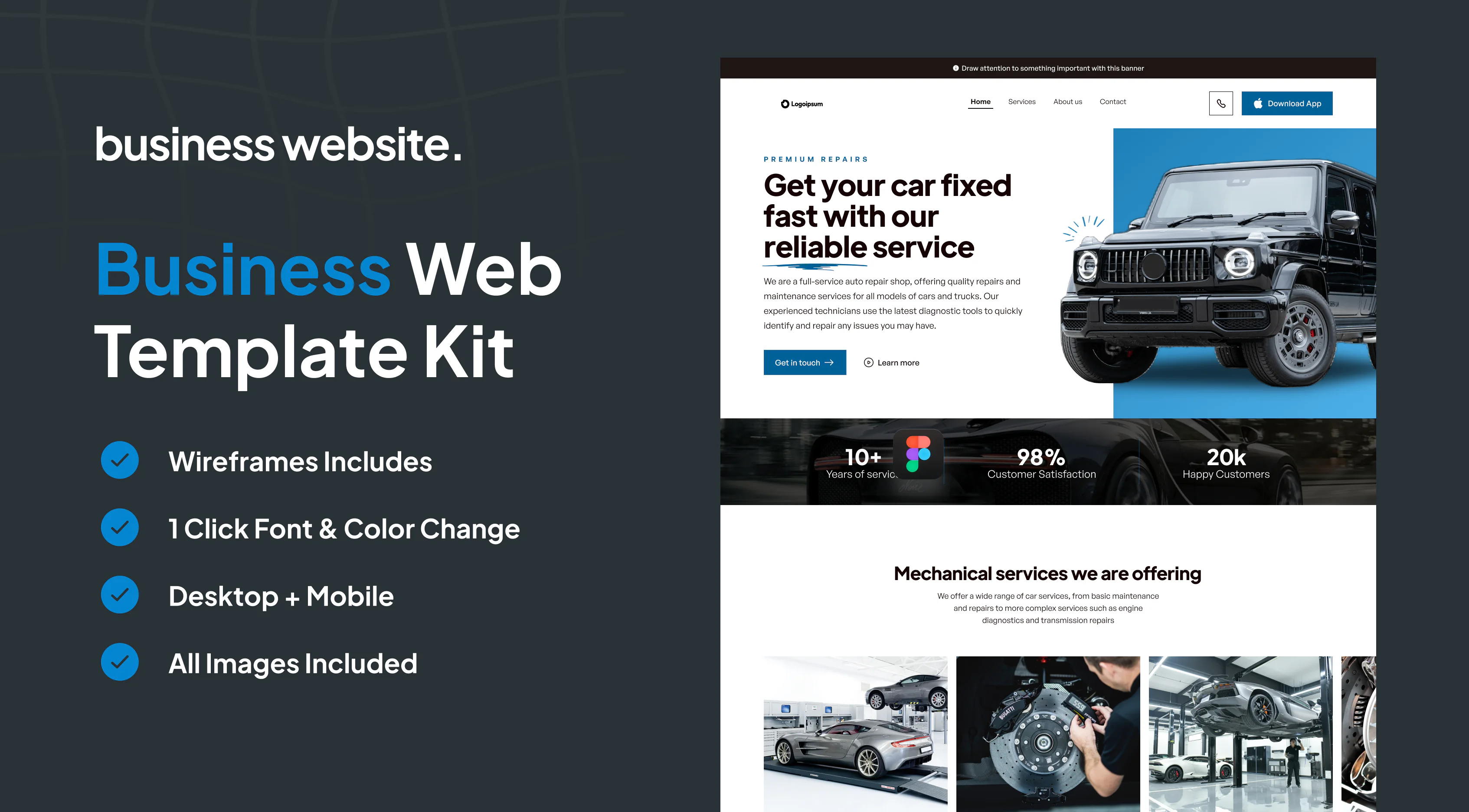 Premium Car Repair & Maintenance Web UI Kit