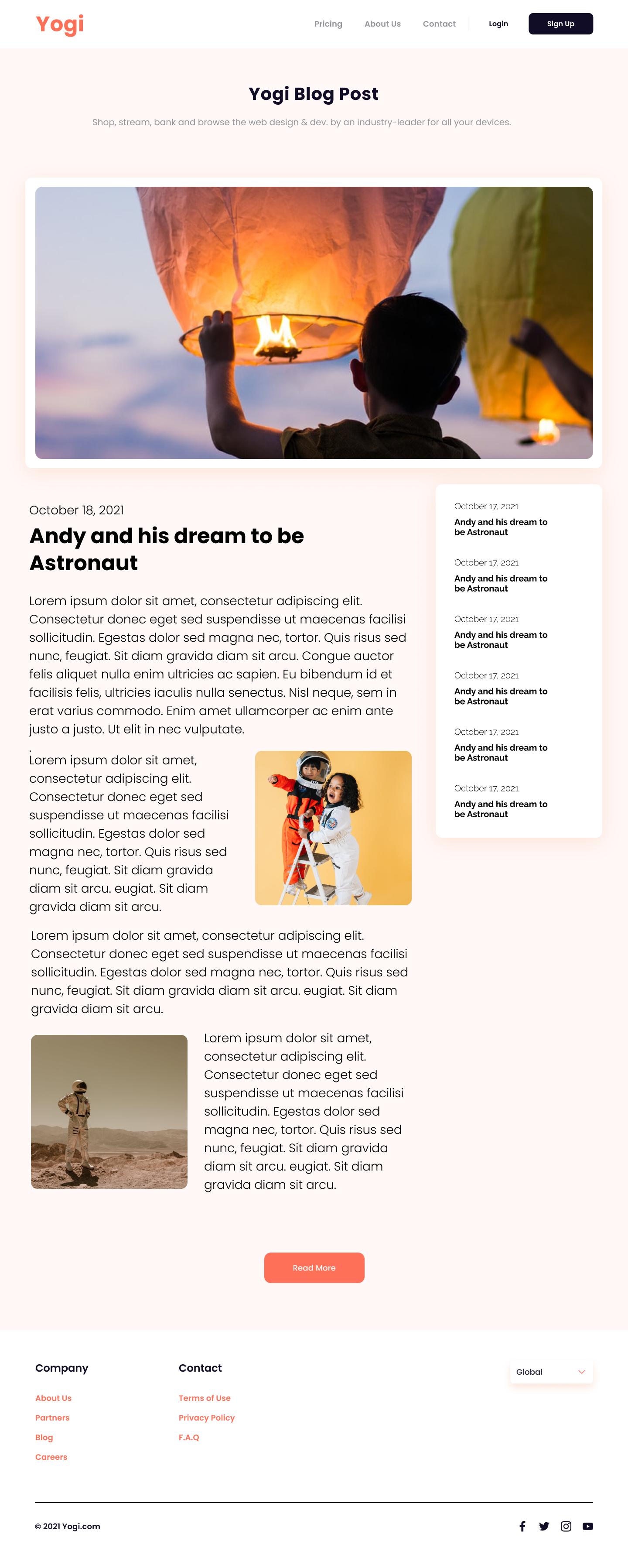 Yogi - A Premium Startup Website Design